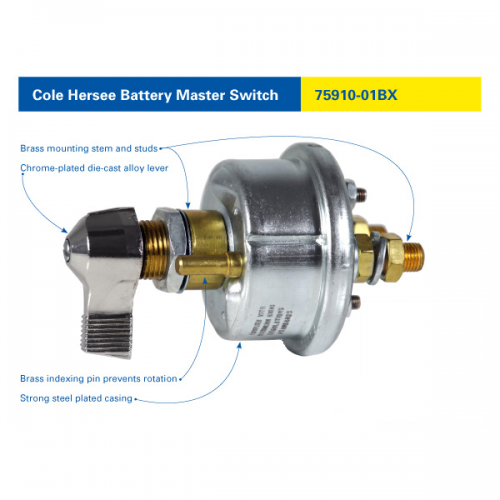 Battery Master Switch 75910 DPST On/Off Cole Hersee